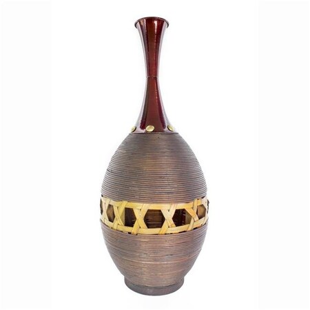 Heather Ann Creations Heather Ann Creations W70186 24 in. Clayton Spun Bamboo Vase with Decorative Band; Red W70186